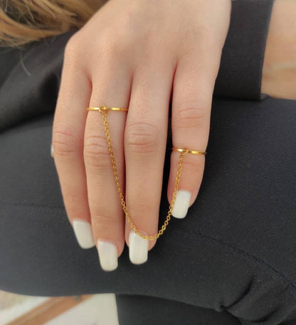 Chain Double Finger Ring