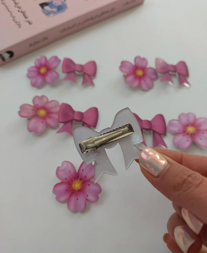 Pink Bow Hair Clips