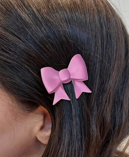 Pink Bow Hair Clips