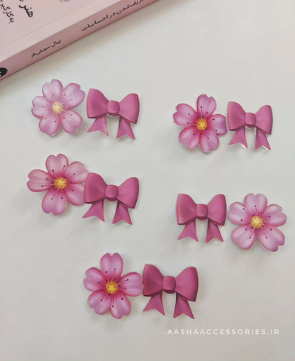 Pink Bow Hair Clips
