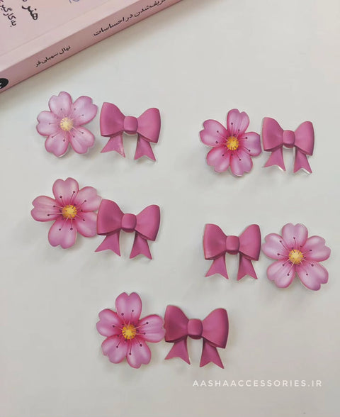 Pink Bow Hair Clips