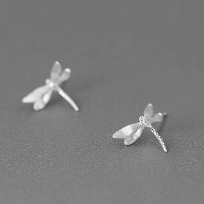 Shimmering Gold Dragonfly Studs Nature Chick Design