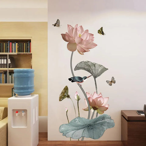 Lotus Flower and Butterfly Wall Sticker