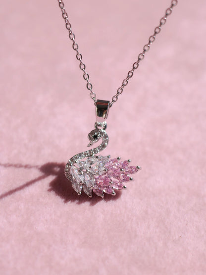 Pink Swan Steel Necklace
