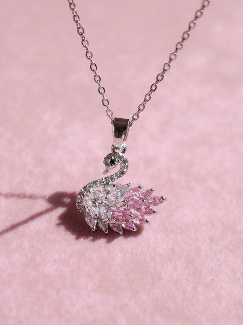 Pink Swan Steel Necklace