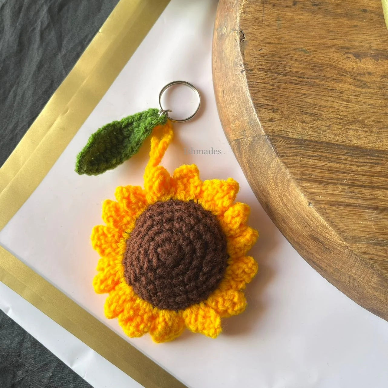Crochet Sunflower Keychain