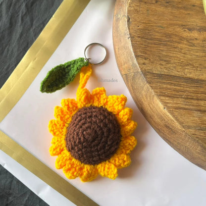 Crochet Sunflower Keychain